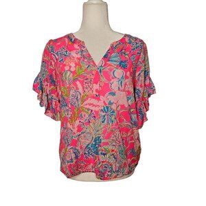Lilly Pulitzer Quinna Shell Me Something Good Pink Isle Top Size XS